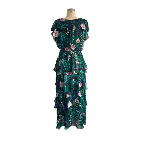 SLNY Black Floral Tiered Maxi Dress - 8 - Picture 4 of 6